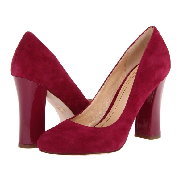 Cole Haan Shoes - Cole Haan Chelsea Hi Flared Heel Suede/Patent Pump Shoe Winery 8 New $298